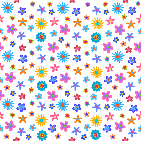 Seamless background with naive style colorful flowers のイラスト素材