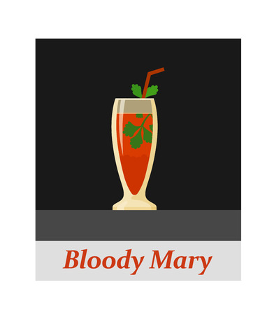Bloody mary cocktail menu item or any kind of design. Party drink on the black background, vector illustrationのイラスト素材