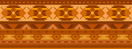 Horizontal geometric jacquard pattern in ethnic style. Raster illustrationの写真素材