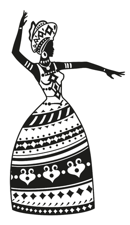 African woman dancing ritual dance in the national costume. Raster illustrationの写真素材