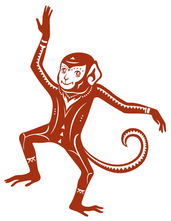 The stylized figure of an monkey in the festive patterns. Raster illustrationの写真素材