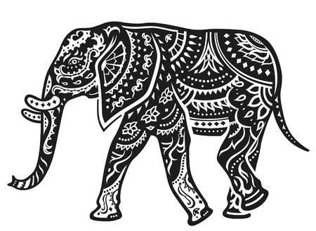 The stylized figure of an elephant in the festive patterns. Raster illustrationの写真素材