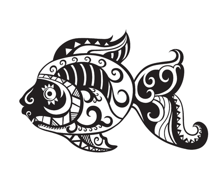 Pattern elements in a form of fish. Raster illustrationの写真素材