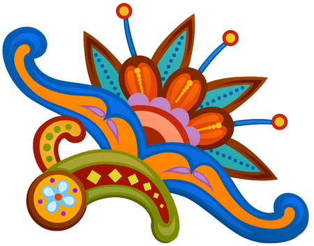 Colorful element in a floral form made in vector. Perfect backgrounds or any other kind of design. Raster illustrationの写真素材