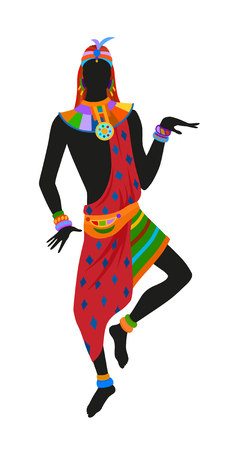 African dance ritual dance in the bright national costume. Raster illustrationの写真素材