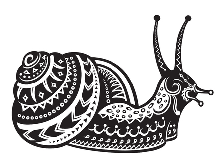 The stylized figure of an snail in the festive patterns. Raster illustrationの写真素材