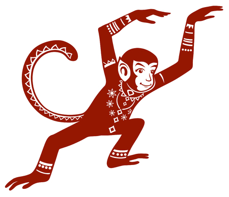 The stylized figure of an monkey in the festive patterns. Raster illustrationの写真素材