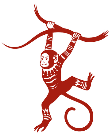 The stylized figure of an monkey in the festive patterns. Raster illustrationの写真素材
