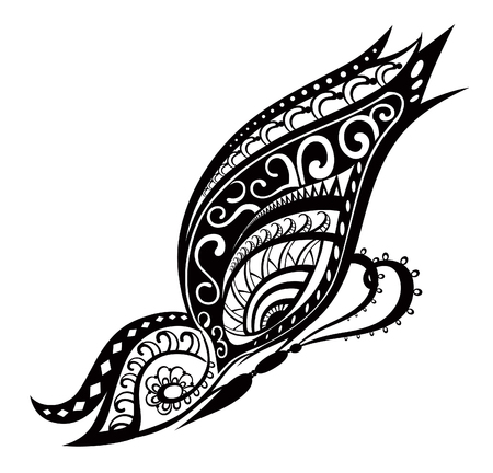 Pattern elements in a form of butterfly. Raster illustrationの写真素材