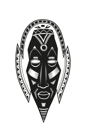 African tribal mask design with ethnic pattern. Raster illustrationの写真素材