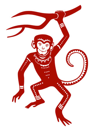The stylized figure of an monkey in the festive patterns. Raster illustrationの写真素材