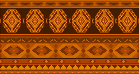 Horizontal geometric jacquard pattern in ethnic style. Raster illustrationの写真素材