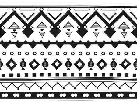 Horizontal geometric jacquard pattern in ethnic style. Raster illustrationの写真素材
