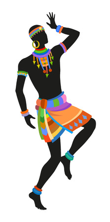 African dance ritual dance in the bright national costume. Raster illustrationの写真素材