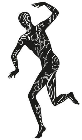 Expression in dance man, whose body in ethnic ornaments. Raster illustrationの写真素材