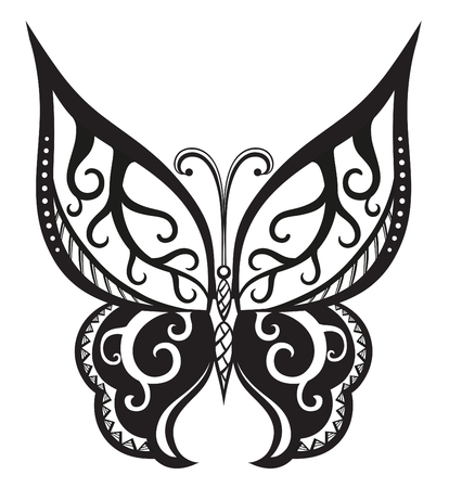 Pattern elements in a form of butterfly made in vector. Raster illustrationの写真素材