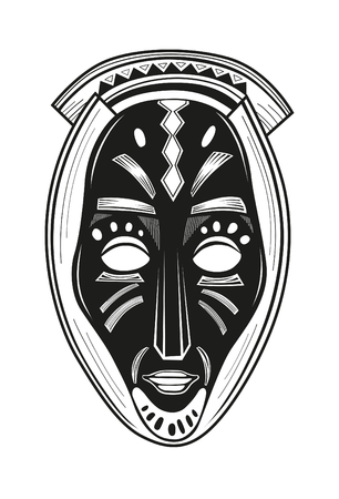African tribal mask design with ethnic pattern. Raster illustrationの写真素材