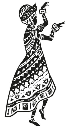 African woman dancing ritual dance in the bright national costume. Raster illustrationの写真素材