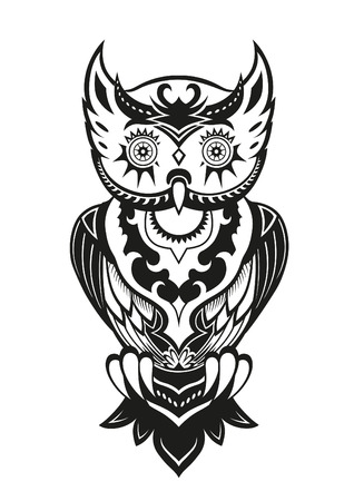 Pattern elements in a form of owl. Raster illustrationの写真素材