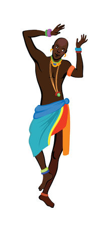 Free dance exotic men. Ritual absorbs the whole person and enters into a trance. Raster illustrationの写真素材