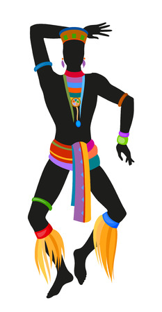 African dance ritual dance in the bright national costume. Raster illustrationの写真素材