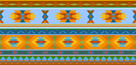 Horizontal geometric jacquard pattern in ethnic style. Raster illustrationの写真素材