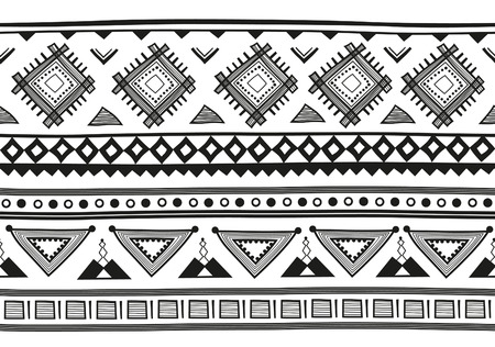 Horizontal geometric jacquard pattern in ethnic style. Raster illustrationの写真素材