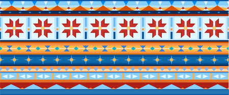 Horizontal geometric jacquard pattern in ethnic style. Raster illustrationの写真素材