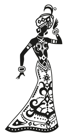 African woman dancing ritual dance in the national costume. Raster illustrationの写真素材