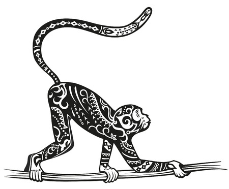 The stylized figure of an monkey in the festive patterns. Raster illustrationの写真素材