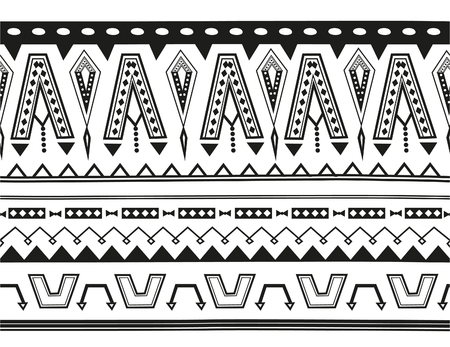 Horizontal geometric jacquard pattern in ethnic style. Raster illustrationの写真素材
