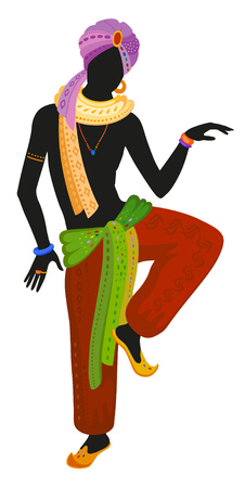 Indian fakir perform ethnic dance in national costume. Raster illustrationの写真素材