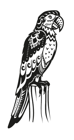 The stylized figure of an parrot in the festive patterns. Raster illustrationの写真素材