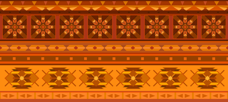 Horizontal geometric jacquard pattern in ethnic style. Raster illustrationの写真素材