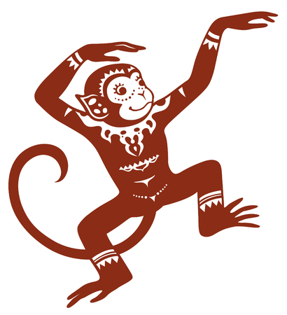The stylized figure of an monkey in the festive patterns. Raster illustrationの写真素材
