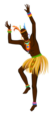 African dance ritual dance in the bright national costume. Raster illustrationの写真素材