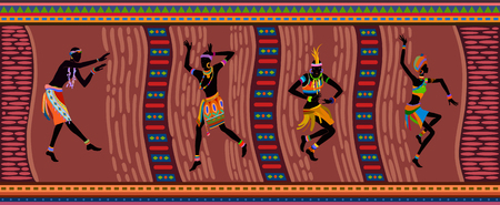 Africans dance ethnic dance in national costumes. Raster illustrationの写真素材