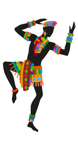 African dance ritual dance in the bright national costume. Raster illustrationの写真素材