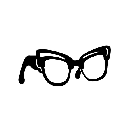 Hand drawn fashion icon. Stylish vintage spectacles. Black fashion illustration on a white backgroundのイラスト素材
