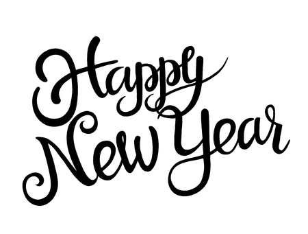 New Year lettering. Vector lettering for banners party invitation or card. Calligraphic hand drawn fontのイラスト素材