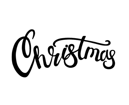 Christmas lettering. Vector lettering for banners party invitation or card. Calligraphic hand drawn fontのイラスト素材