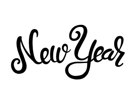New Year lettering. Vector lettering for banners party invitation or card. Calligraphic hand drawn fontのイラスト素材