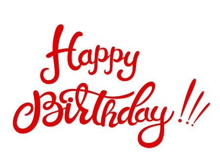 Happy Birthday lettering. Bright jolly vector lettering for banners party invitation or card. Calligraphic hand drawn font. Font compositionのイラスト素材