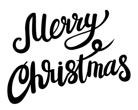 Merry Christmas lettering. Vector lettering for banners party invitation or card. Calligraphic hand drawn font. Font compositionのイラスト素材