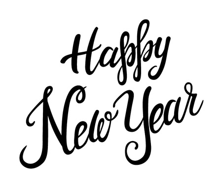 New Year lettering. Vector lettering for banners party invitation or card. Calligraphic hand drawn font. Font compositionのイラスト素材