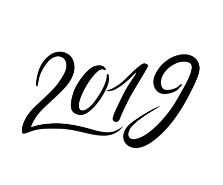 New Year 2019 lettering. Vector lettering for banners party invitation or card. Calligraphic hand drawn font. Font compositionのイラスト素材