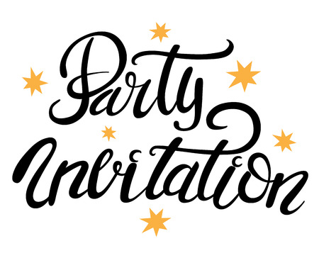 Party invitation  lettering. Vector lettering for banners or card. Calligraphic hand drawn font. Font compositionのイラスト素材
