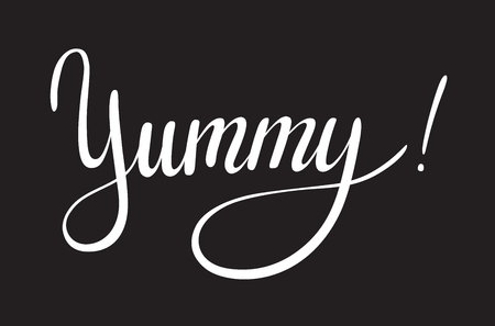 Yummy. Kitchen food cooking lettering designs for print and web projects. Typography for cafe restaurant banners stickers packaging. Modern calligraphy and hand drawn fontのイラスト素材