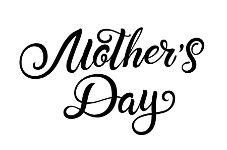 Mothers Day emblems or badge hand drawn calligraphy. Black vector lettering design for banners poster  or greeting card on a white background. Typographic symbolのイラスト素材
