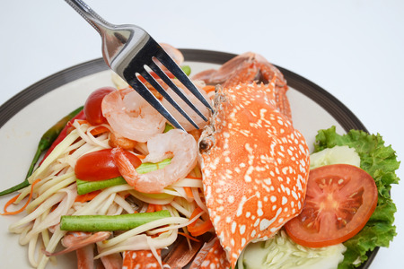 Papaya salad with crabs of Thai style.の写真素材